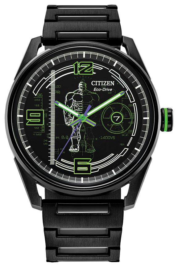 Men's Hulk Stainless Steel bracelet watch, Black dial