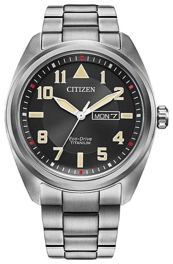 Men's Garrison Eco-Drive Super Titanium Bracelet watch, Black dial