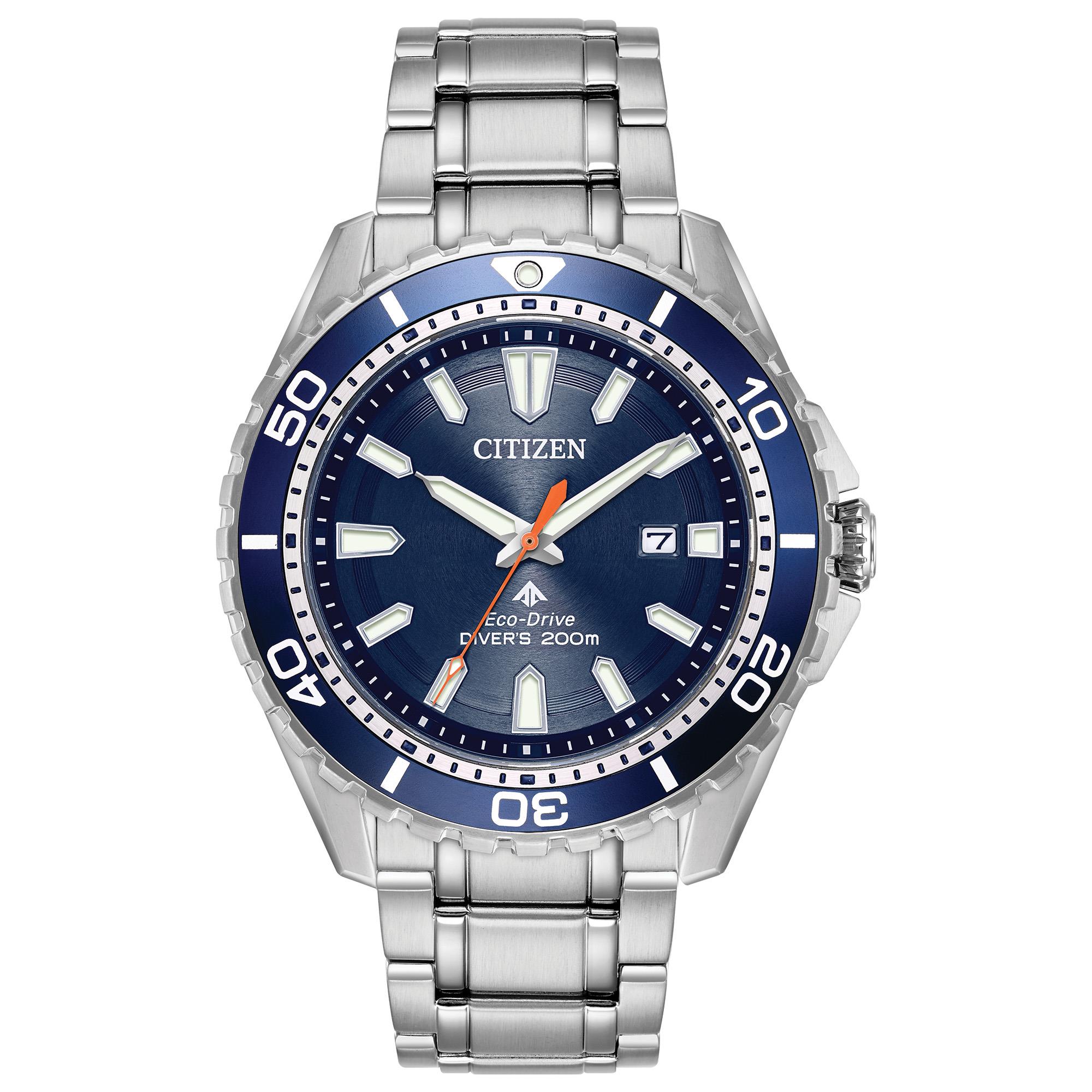 Men's Promaster Dive 3 Eco-Drive Stainless Steel Bracelet watch, Blue dial