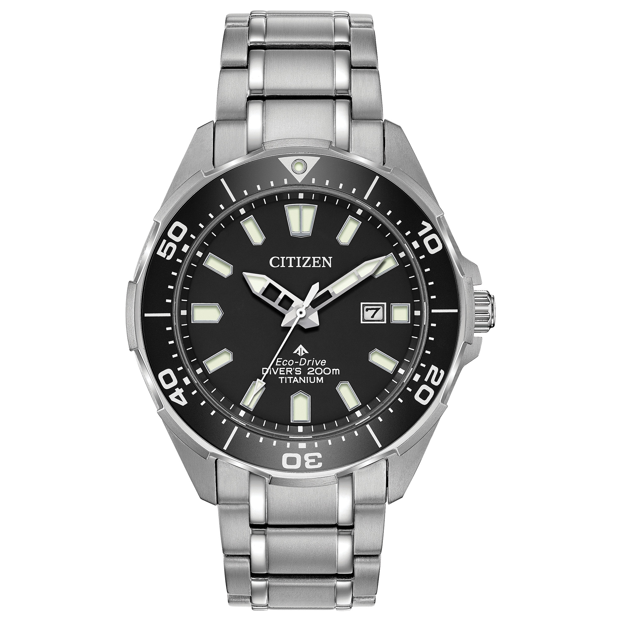 Men's Promaster Dive 3 Eco-Drive Super Titanium Bracelet watch, Black dial