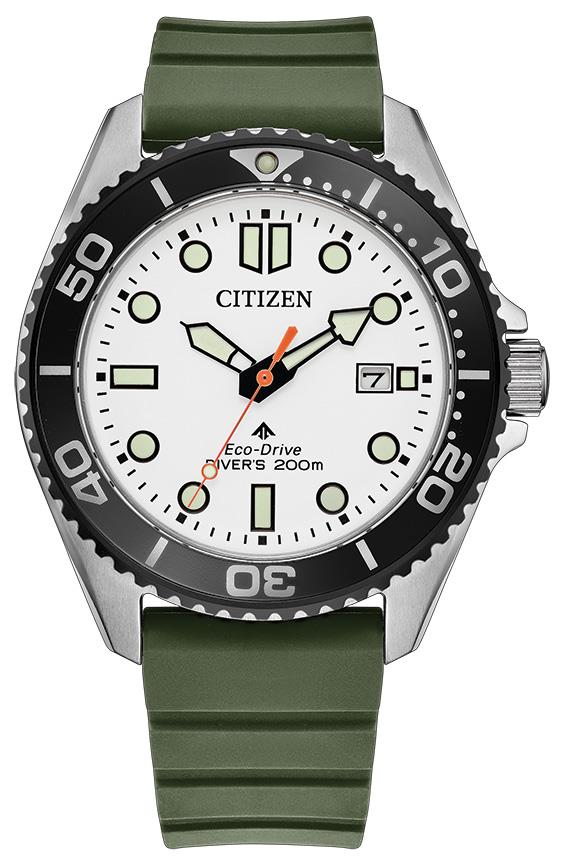 Men's Eco-Drive Promaster Dive Polyurethane Strap watch, White dial