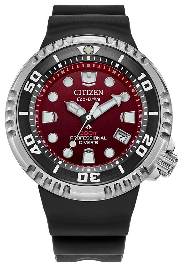 Mens Promaster Dive E365 Black BENEBiOL PU Strap Watch Red Dial