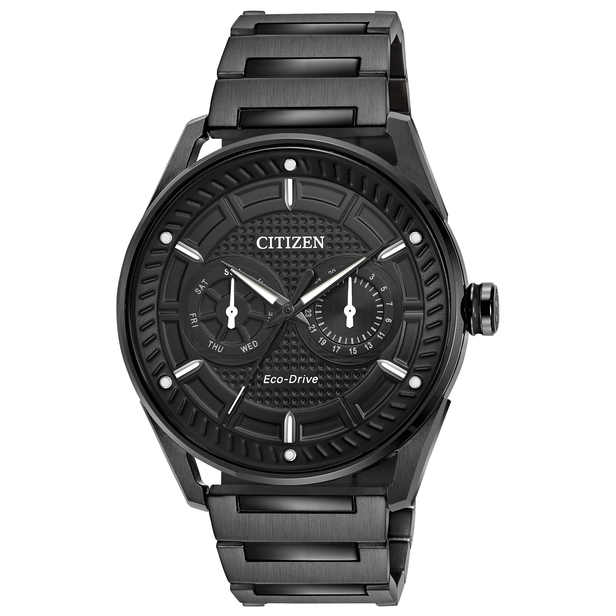 Men's Sport Casual Eco-Drive Stainless Steel Bracelet watch, Black dial