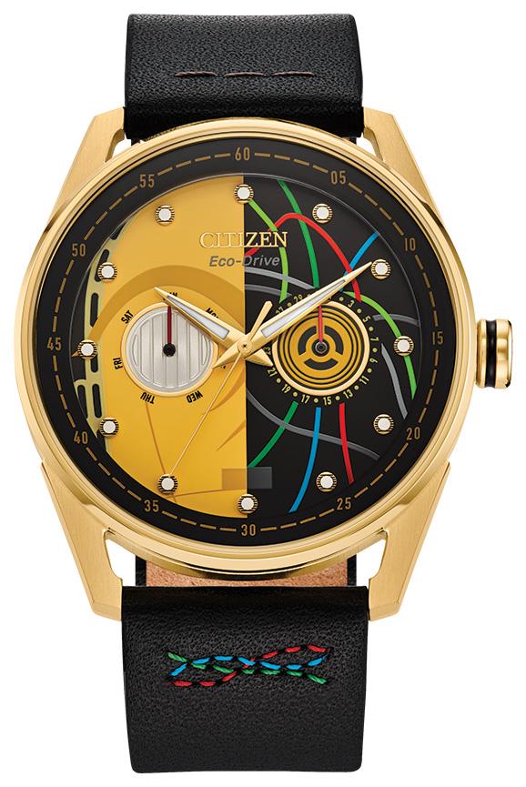 Men's C-3PO Leather Strap watch, Yellow dial