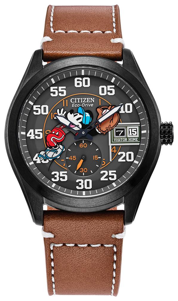 Men's Mickey Sport Brown Leather Strap, Brown dial