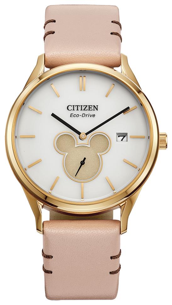 Unisex Mickey Mouse Beige Leather Strap, Beige dial