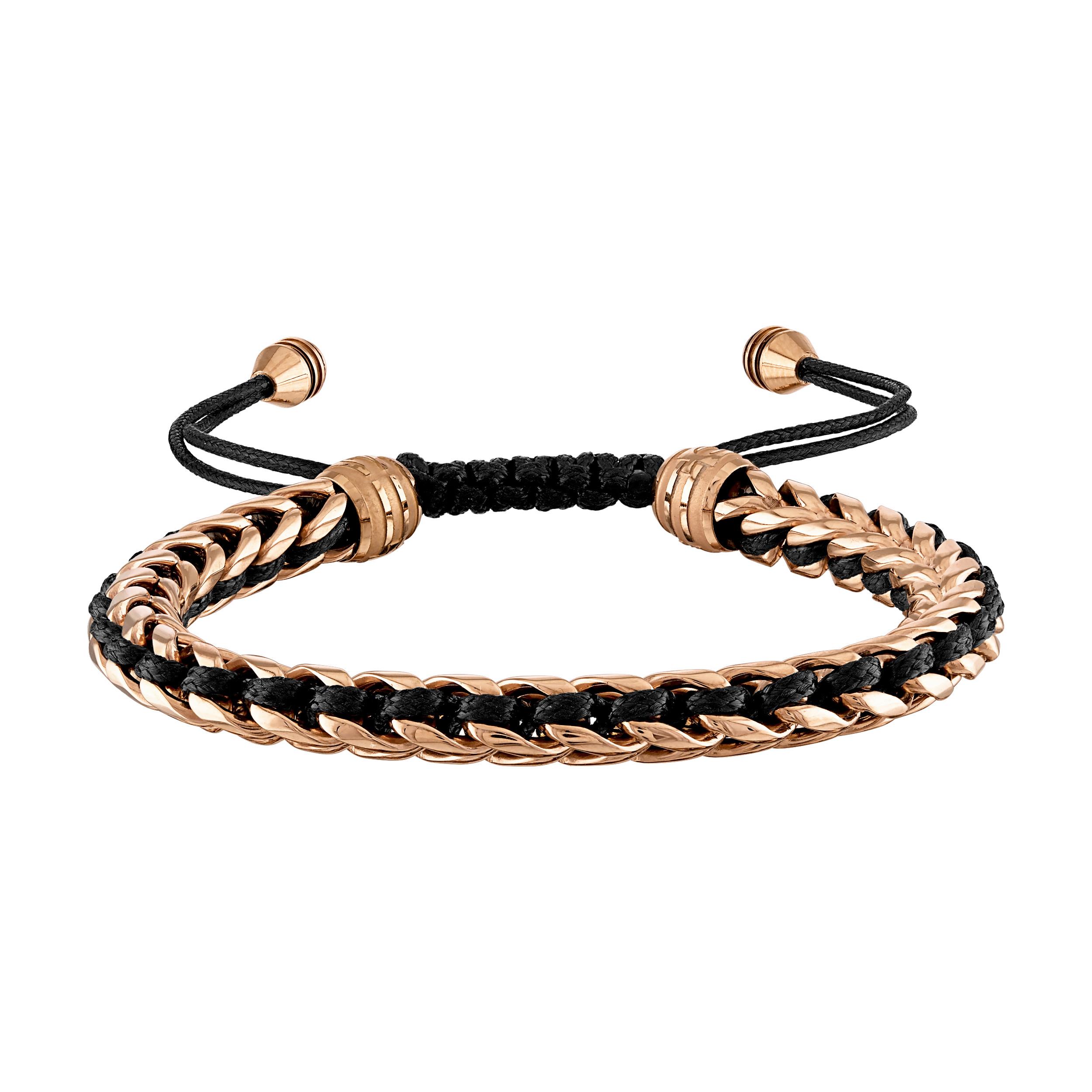 Latin GRAMMY(r) Rose Gold-tone Links/Black Cord Bolo Bracelet