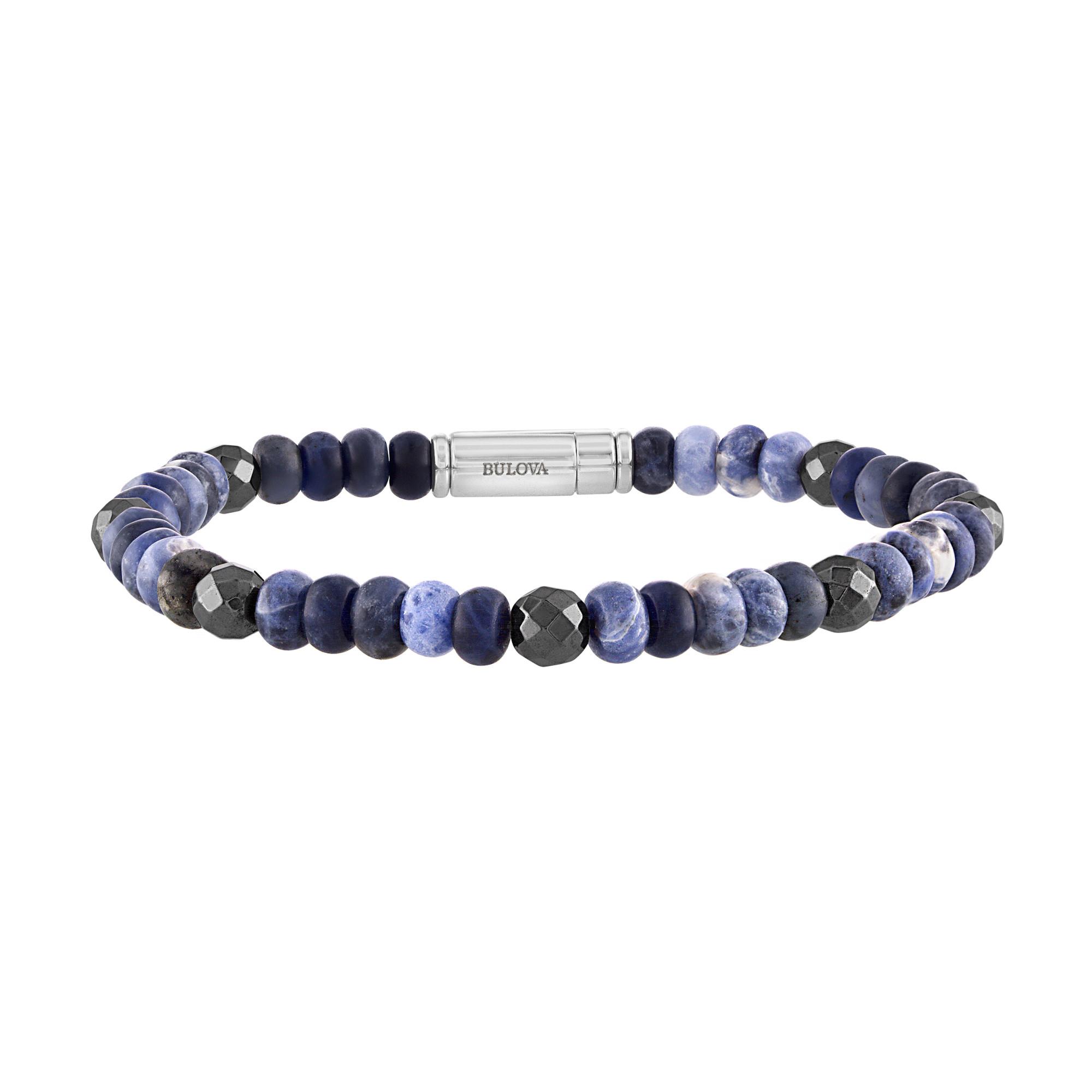 Classic Varying Blue Sodalite Beaded Bracelet, 8.5"
