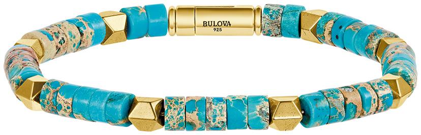 Marine Star BOLO 14KT Gold-Plated Sterling Silver Simulated Turquoise Bead Bracelet, 8.5"