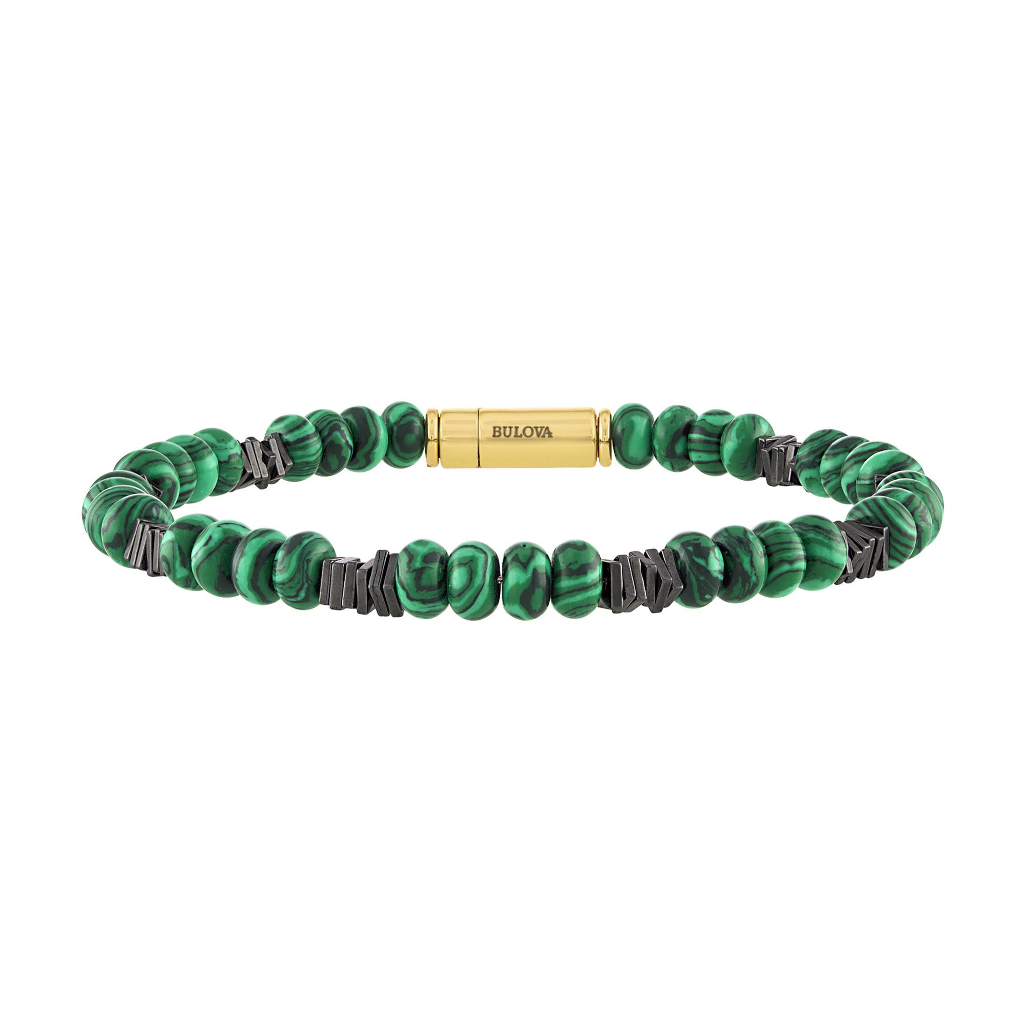 Classic Green Malachite Beaded Bracelet 8.5"