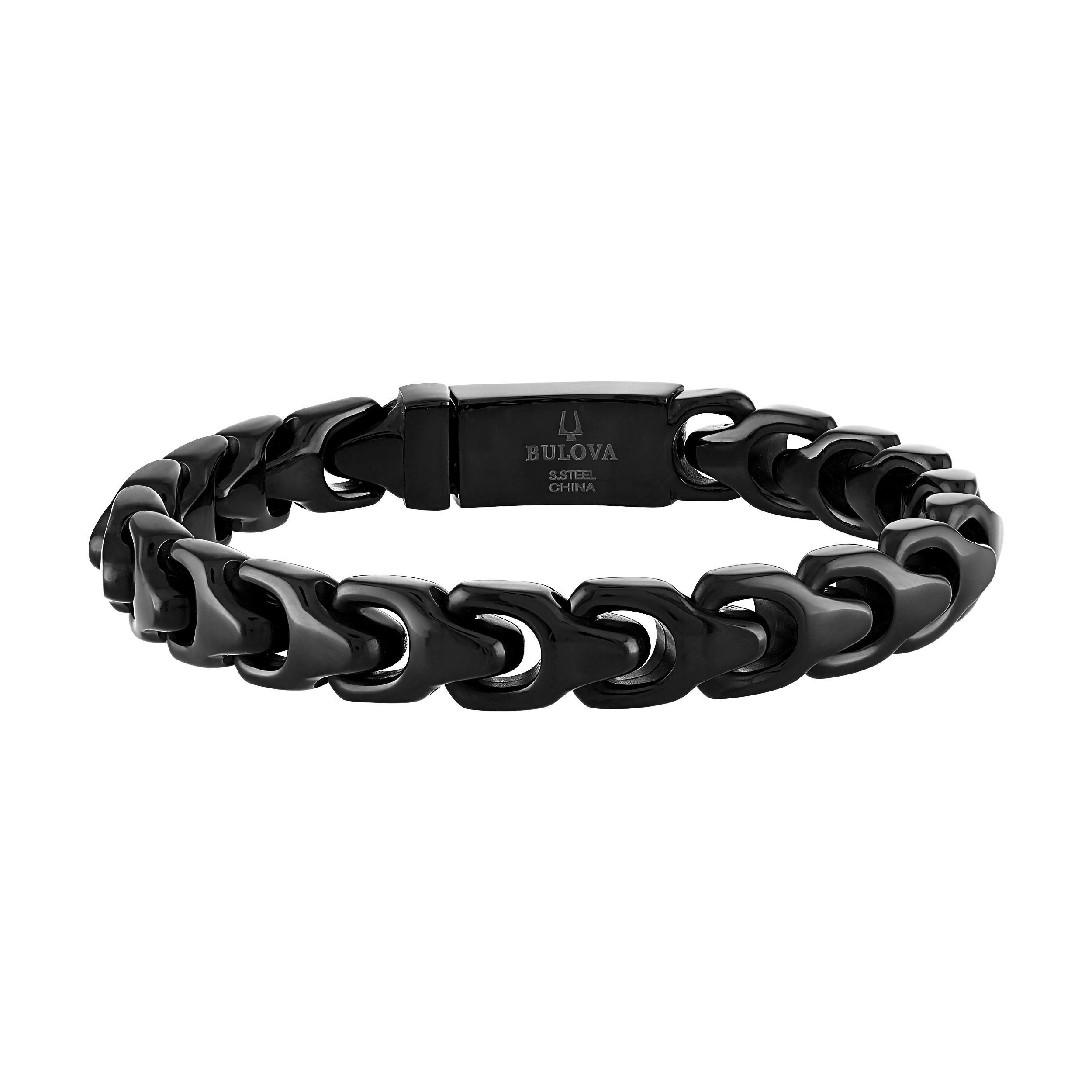Bulova Link(tm)  8mm Polished Black Bracelet, 7.25"