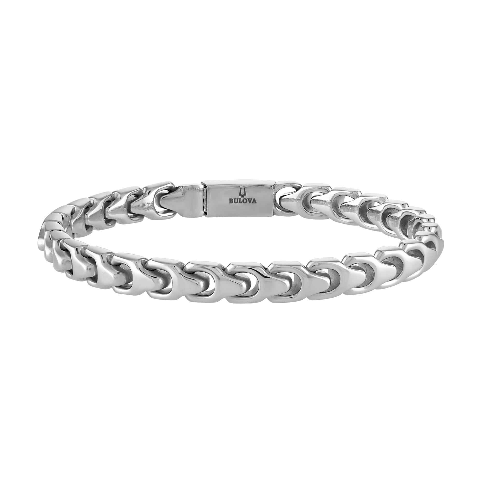 Bulova Link(tm) 8mm Silver-Tone Bracelet, 8.5"