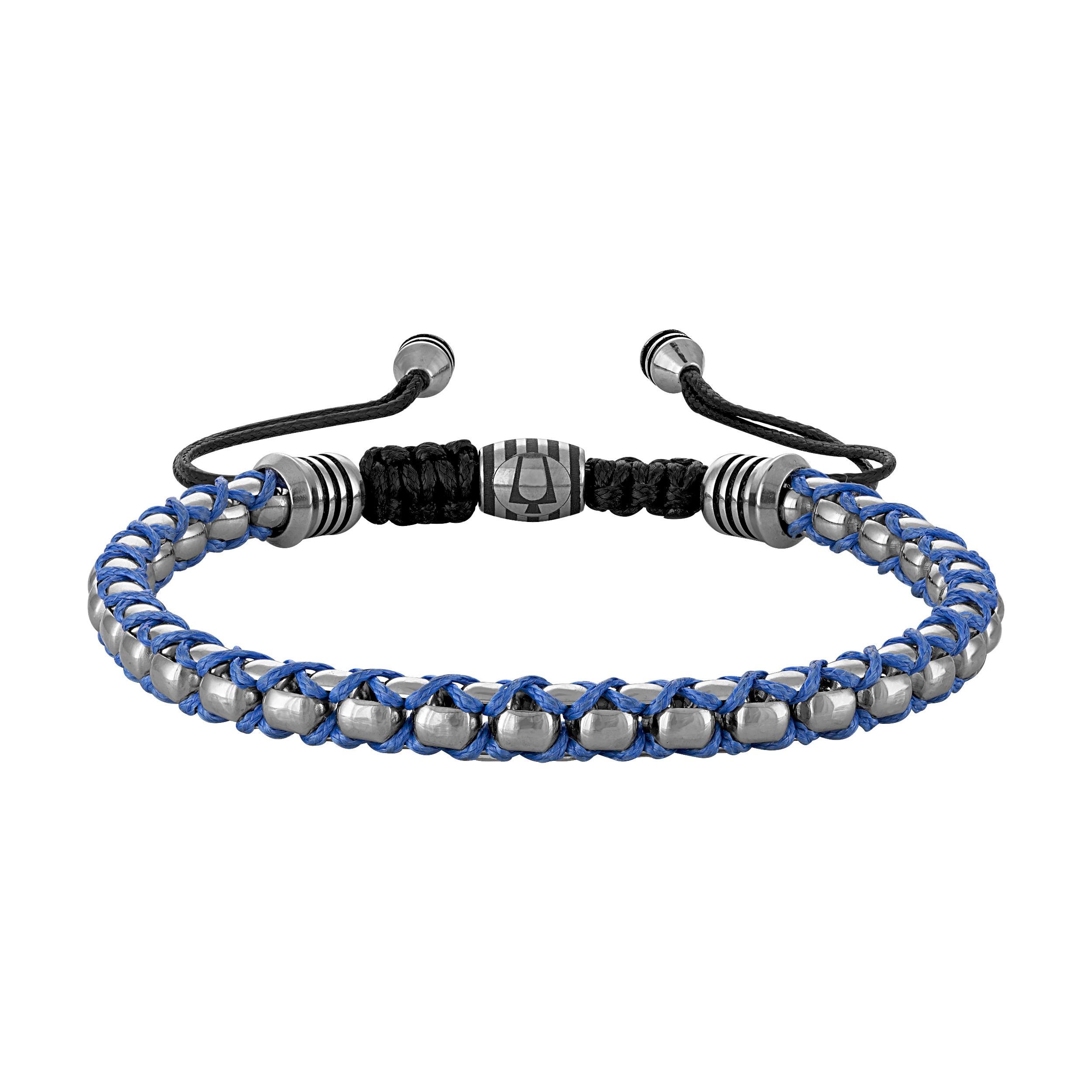 Icon Bracelet Stainless Steel and Blue Cord