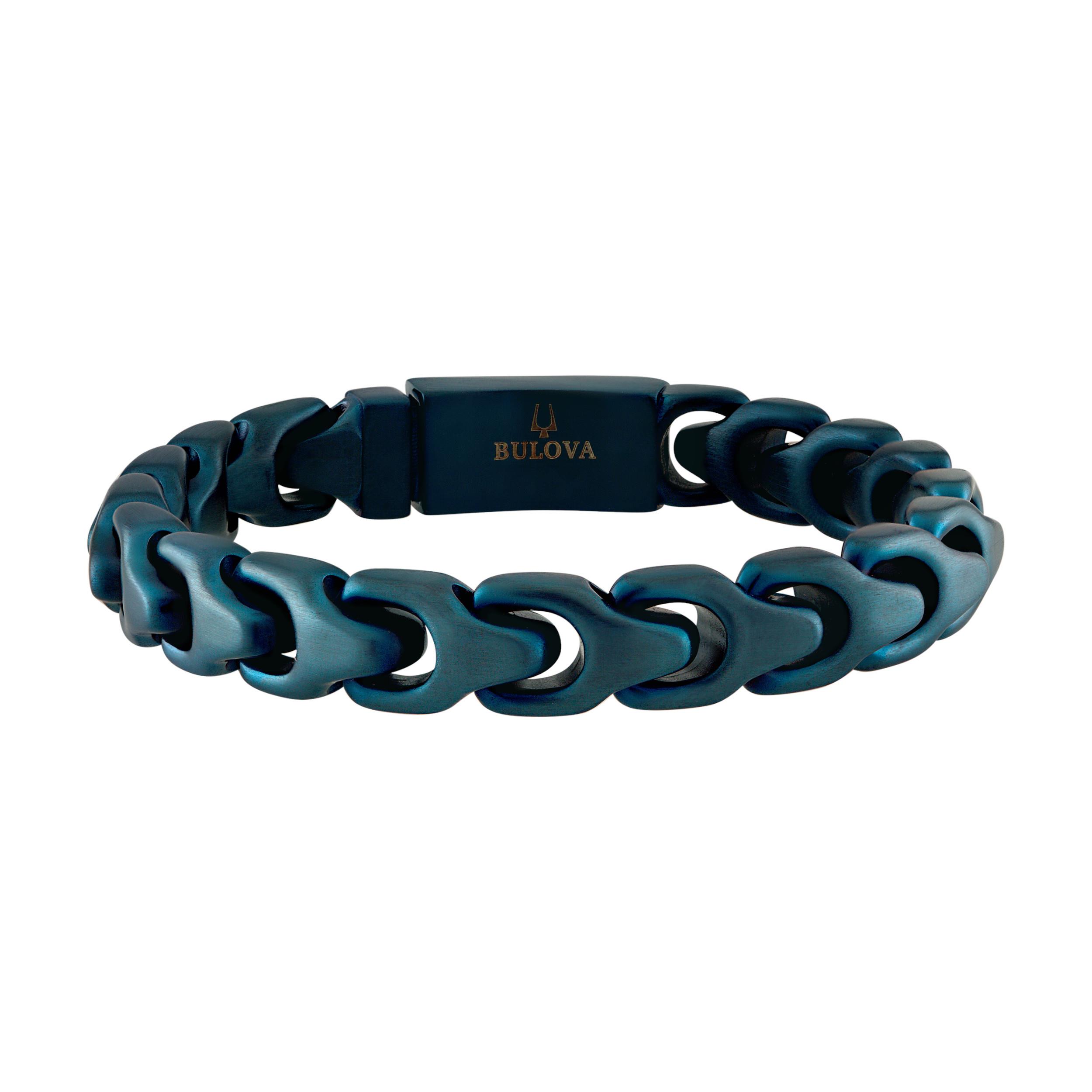 Bulova Link(tm) 8mm Blue Satin Bracelet, 8.5"