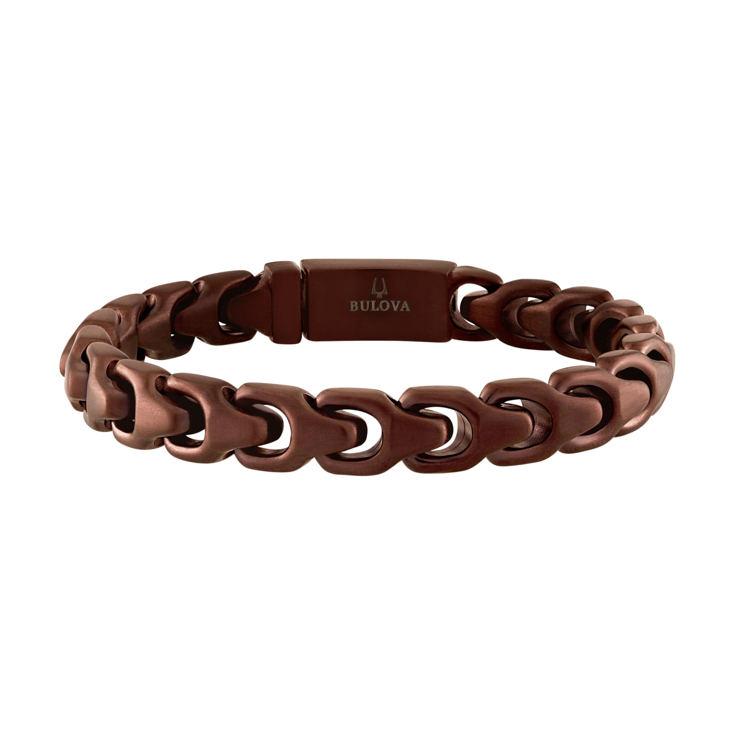 Bulova Link 8mm Chocolate Brown IP Stainless Steel Bracelet 7.25"