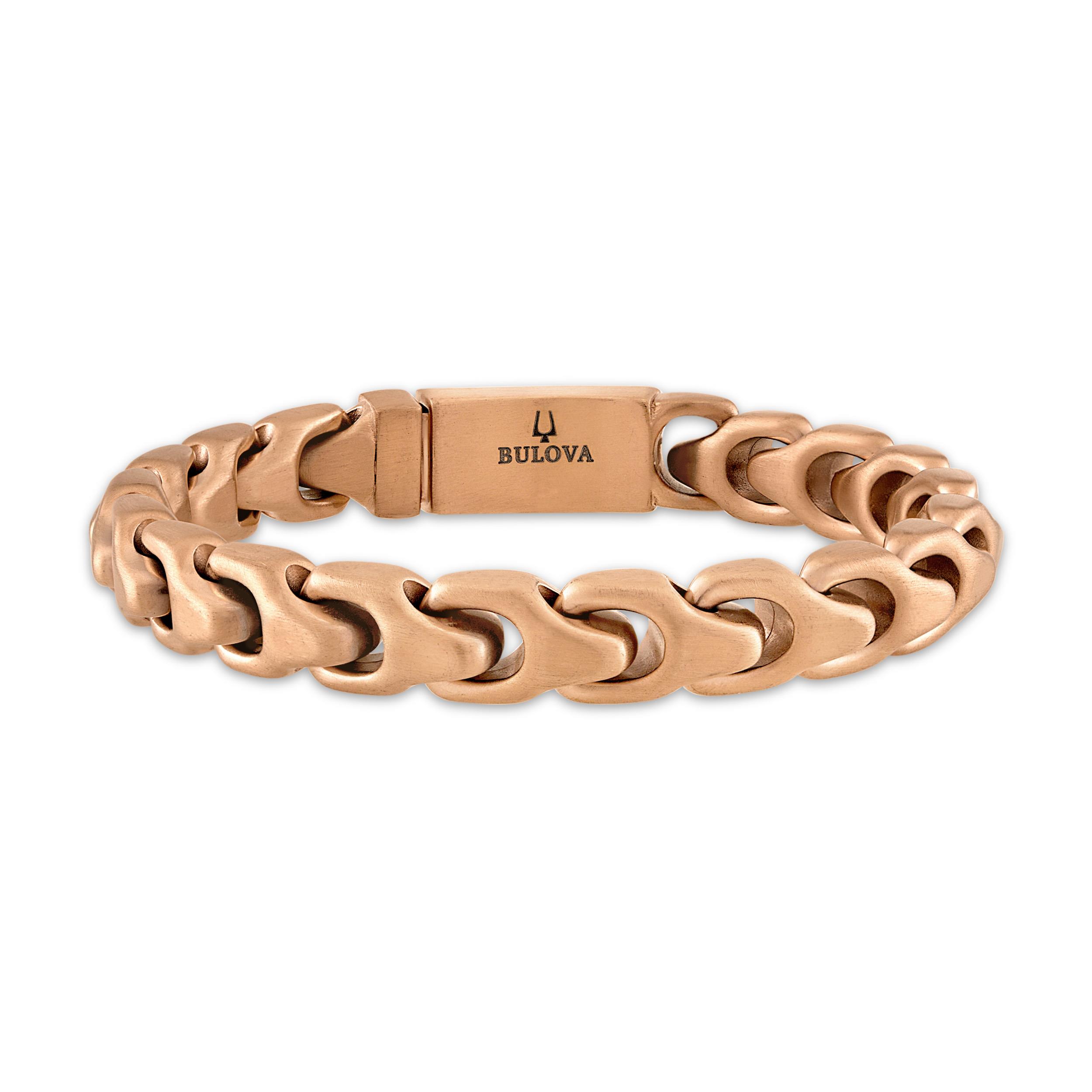 Bulova Link(tm)  8mm Polished Rose-tone Bracelet, 8"