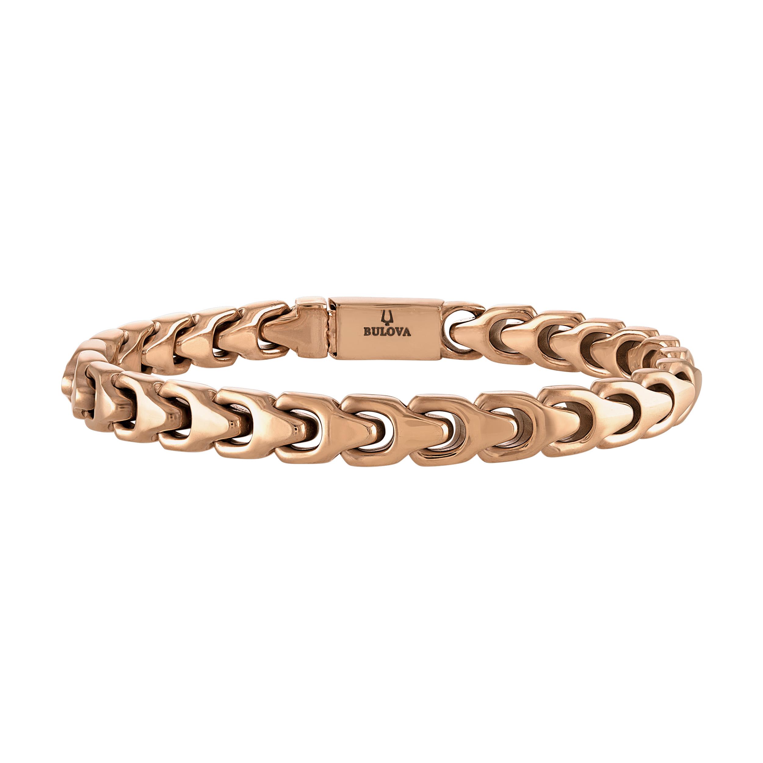 Bulova Link(tm)  8mm Polished Rose-Tone Bracelet, 8.5"
