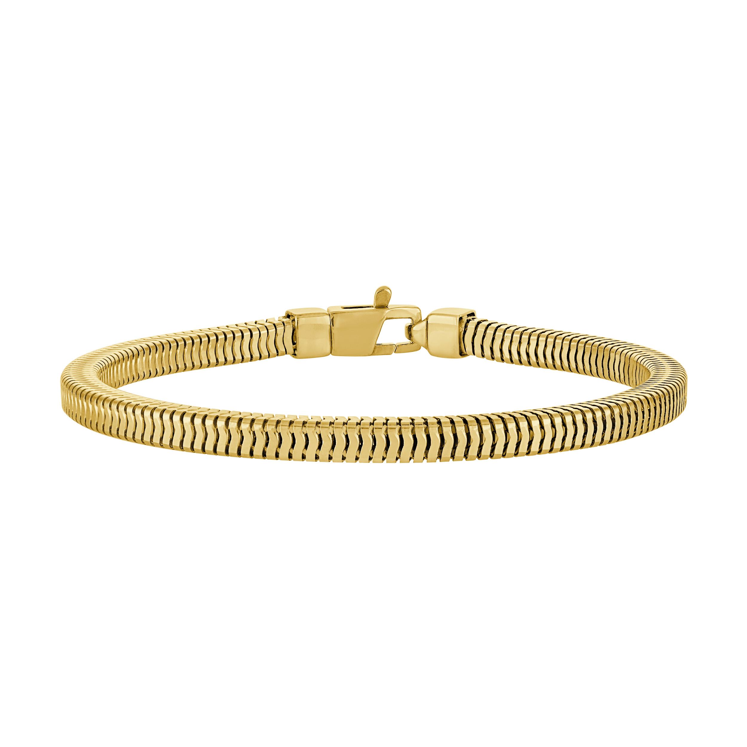 Icon Bracelet 14K Yellow Gold Plated Sterling Silver Squared Snake Chain. 8.5"