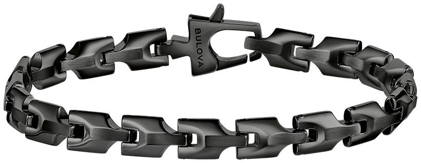 Bulova Link (tm)  Black IP Stainless Steel Dual Finish Bulova Link Bracelet, 8"