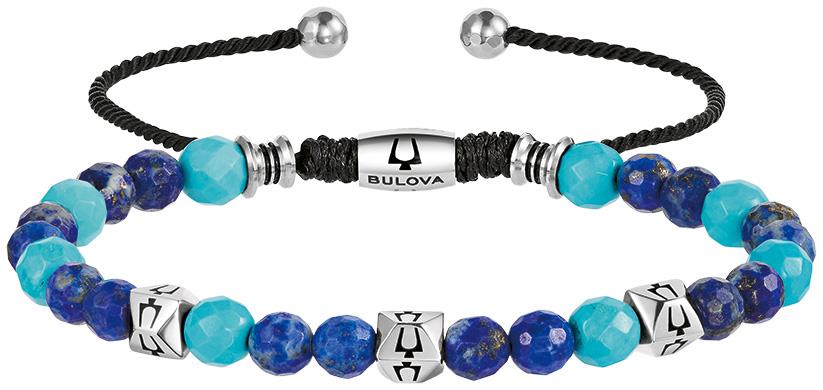 Marine Star BOLO Stainless Steel Blue Lapis & Turquoise Adjustable Bolo Bracelet