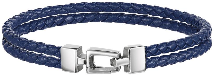 Marine Star Bracelet Navy Leather Cord & Stainless Steel Clasp Bracelet, 8.5"