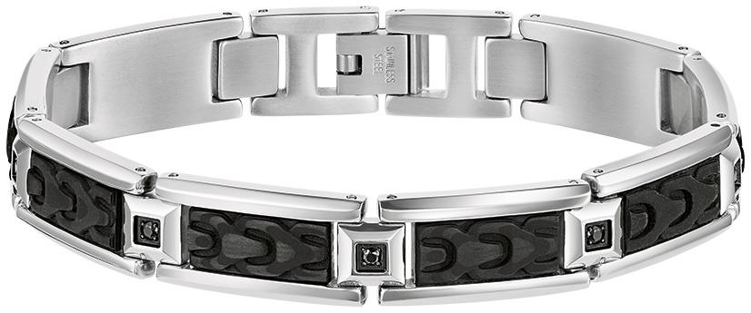 Bulova Link (tm)  Bracelet Stainless Steel Black Spinel & Carbon Fiber Bracelet, 8.5"