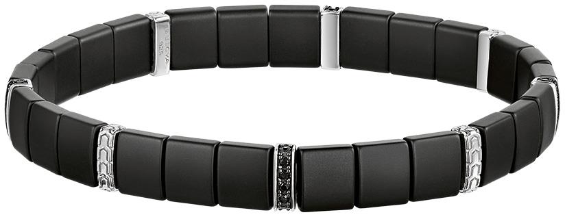 Icon Bracelet Sterling Silver Black Spinel & Matte Black Ceramic Expansion Bracelet, 8"