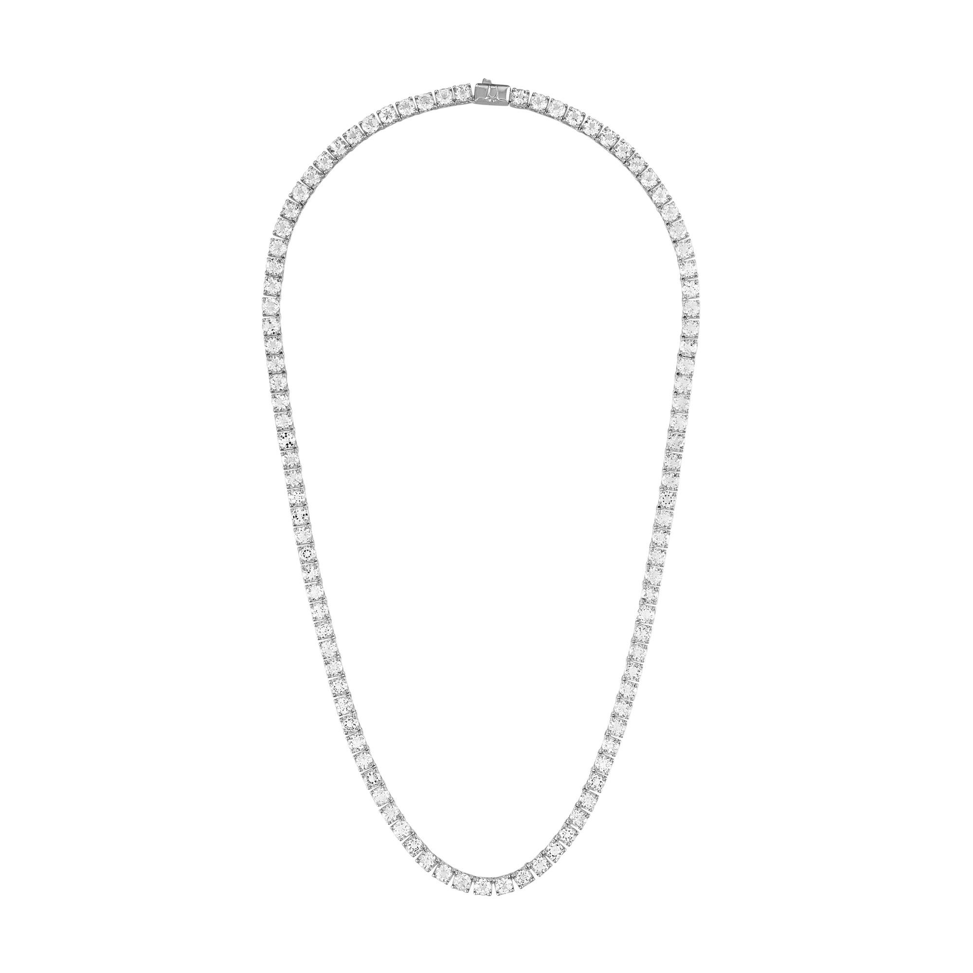 Classic Sterling Silver & White Topaz Tennis Necklace 22"