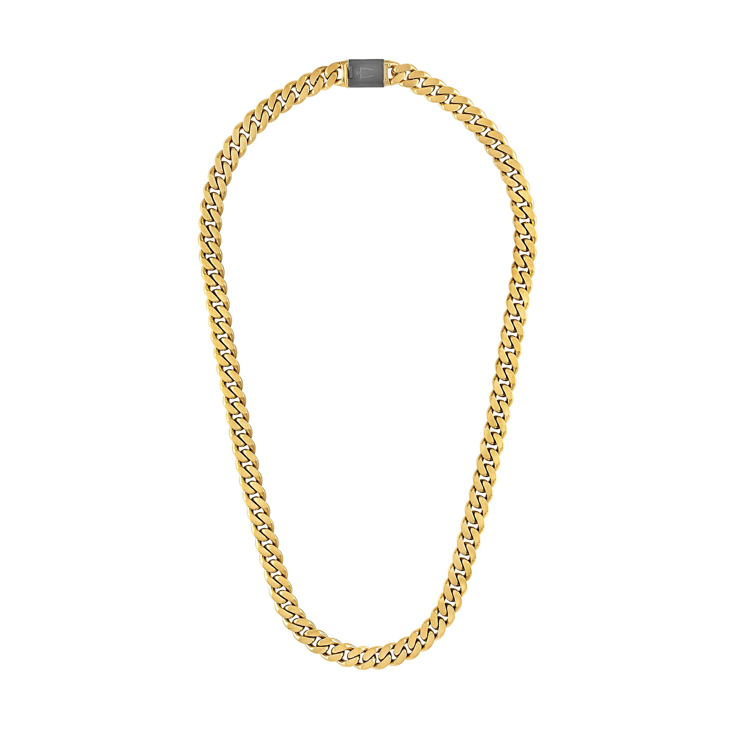 Classic 10mm Gold-tone/Black Curb Chain Necklace, 24"