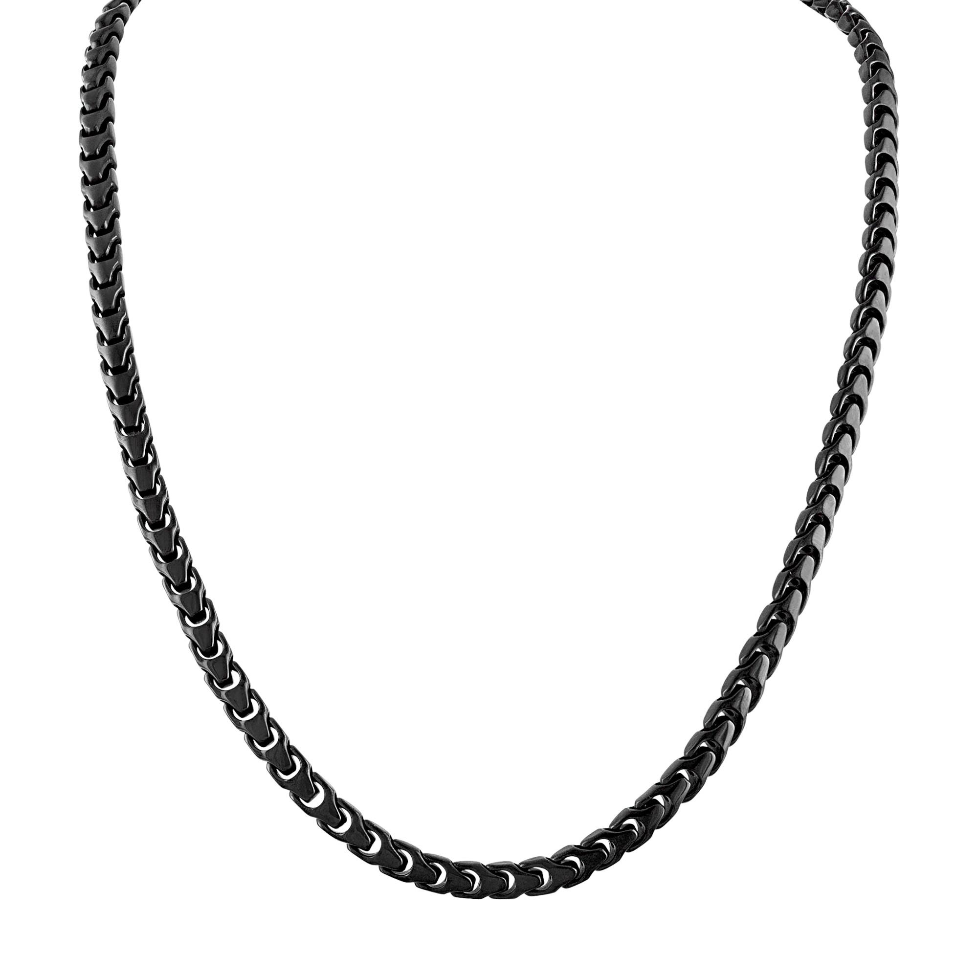 Bulova Link 6mm Polished Stainless Steel Necklace - 22" Black-Tone