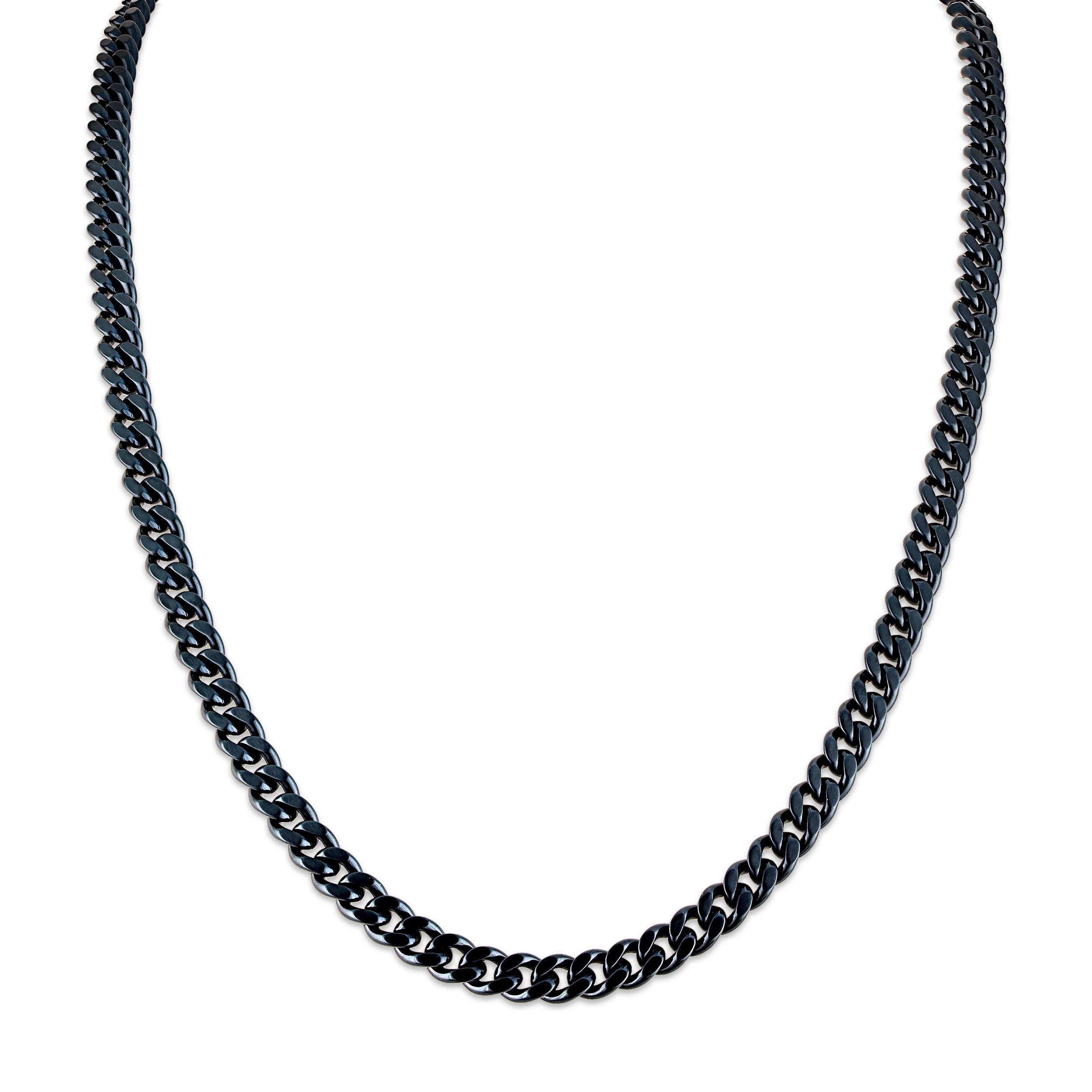 Classic 6mm Navy Blue-tone Curb Chain Necklace, 22"