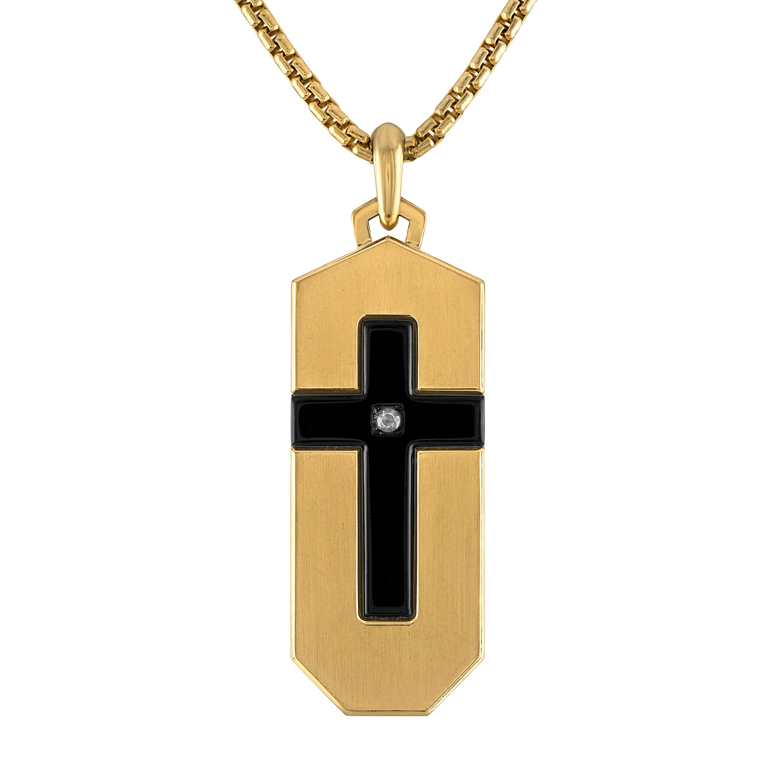 Latin GRAMMY(r) Gold/Black-colored Cross inlay Pendant, 24"-26"