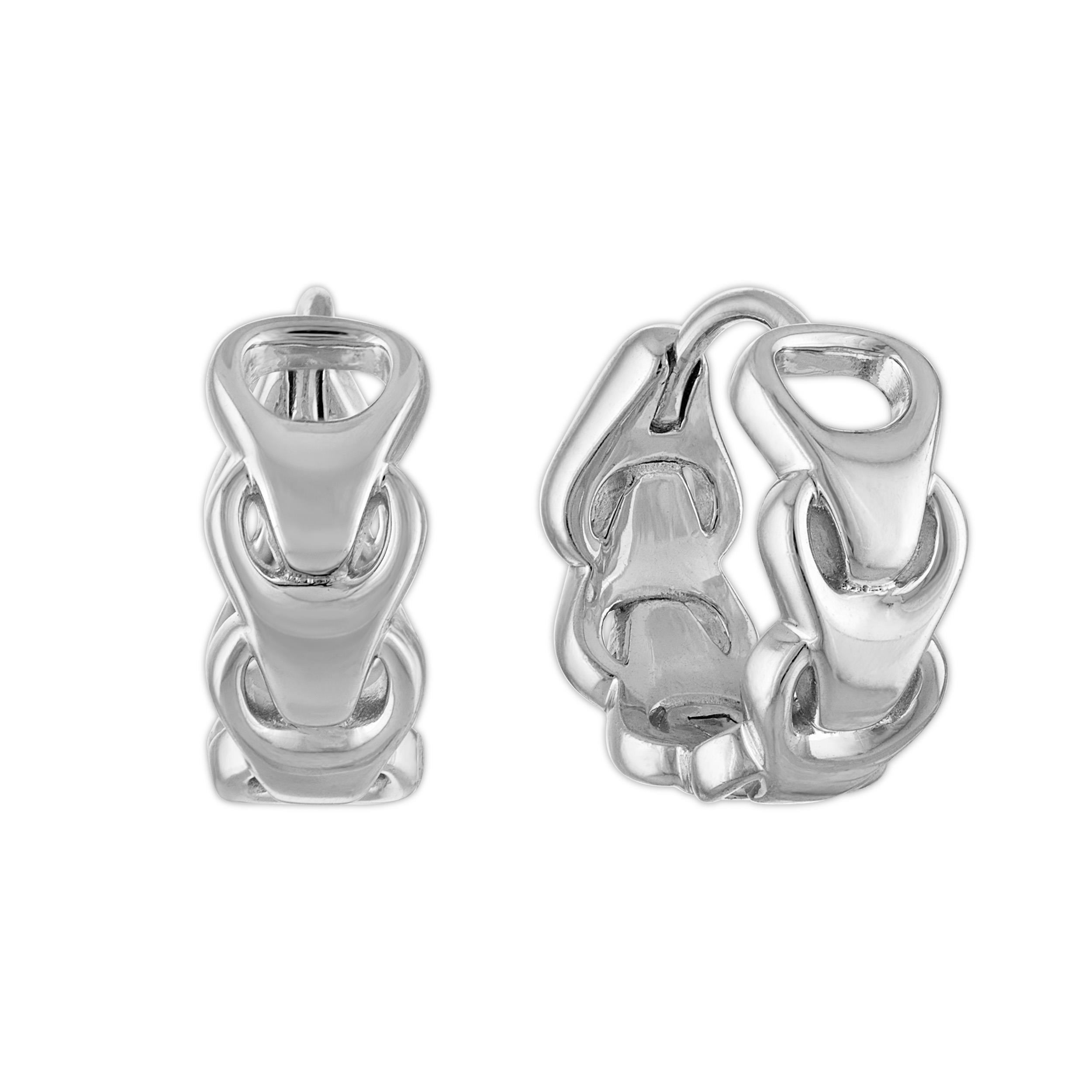 Bulova Link Silver-Tone Sterling Silver Hoop Earrings