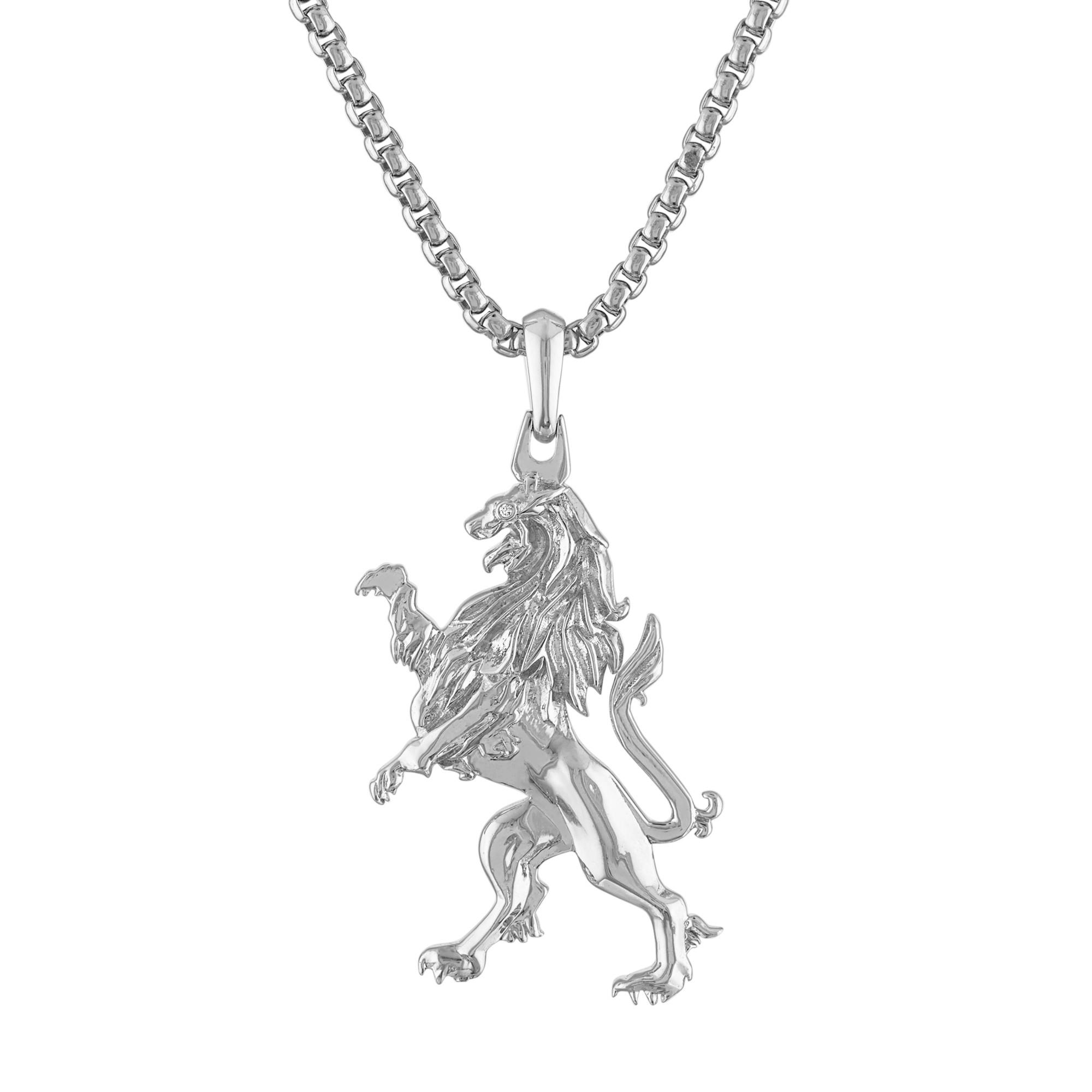 Crest of Bohemia Sterling Silver Lion Pendant Necklace 24"-26"