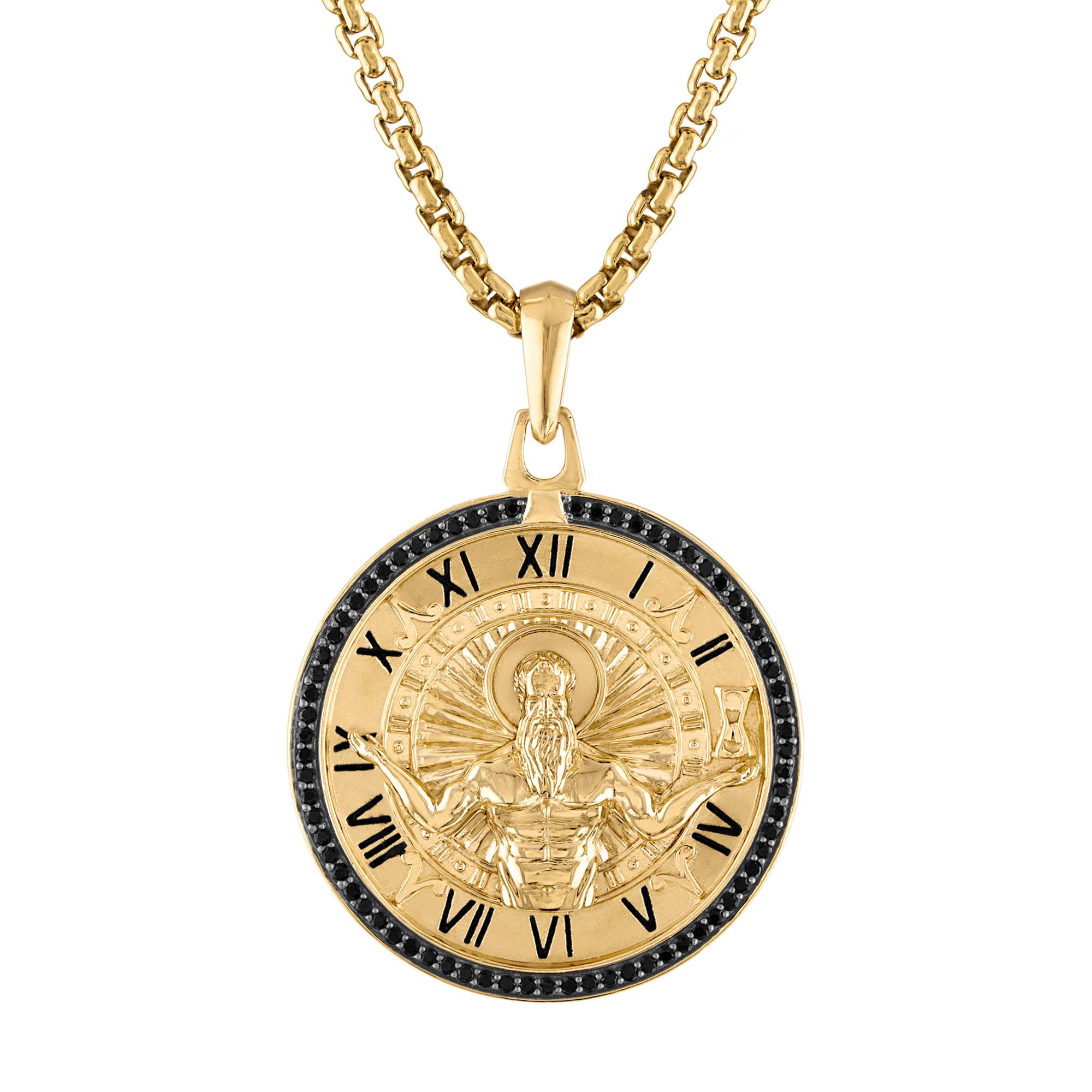 Chronos: God of Time, 14K Gold-plated Sterling Silver Pendant, 24"-26"
