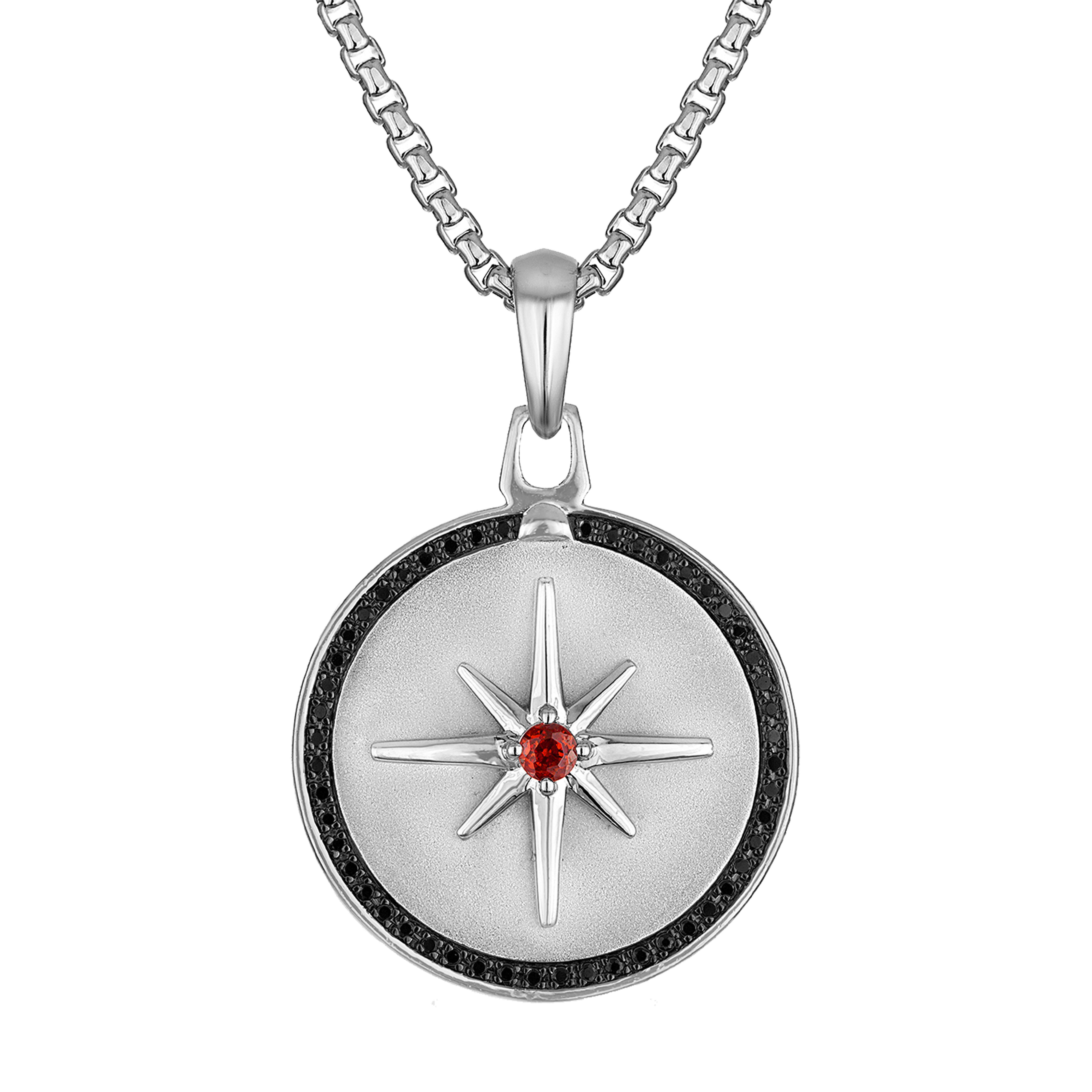 Marc Anthony's North Star, Sterling Silver/Black Diamonds Pendant, 24" to 26"