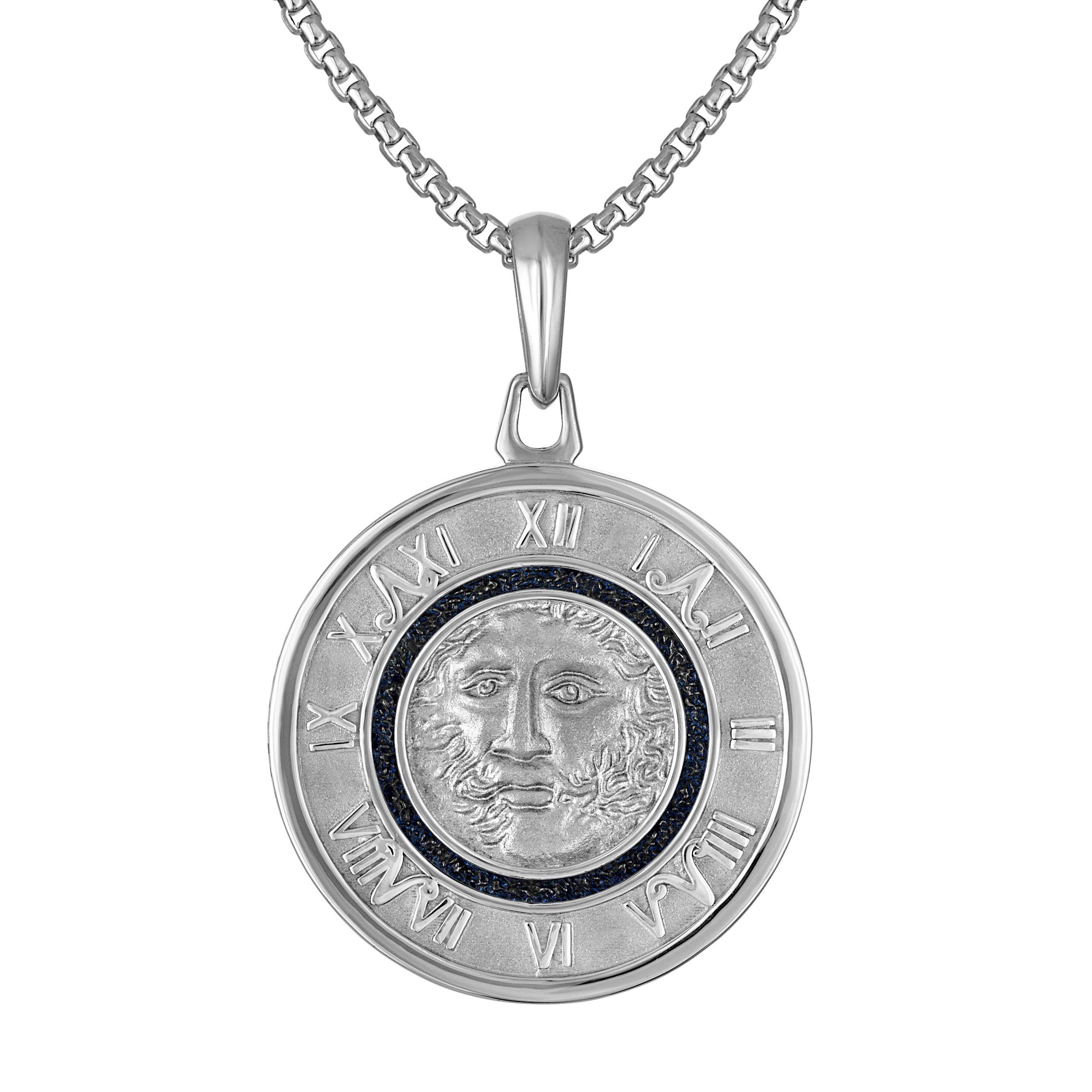 Chronos: Greek God of Time Sterling Silver Chronos Amulet. 24"-26"
