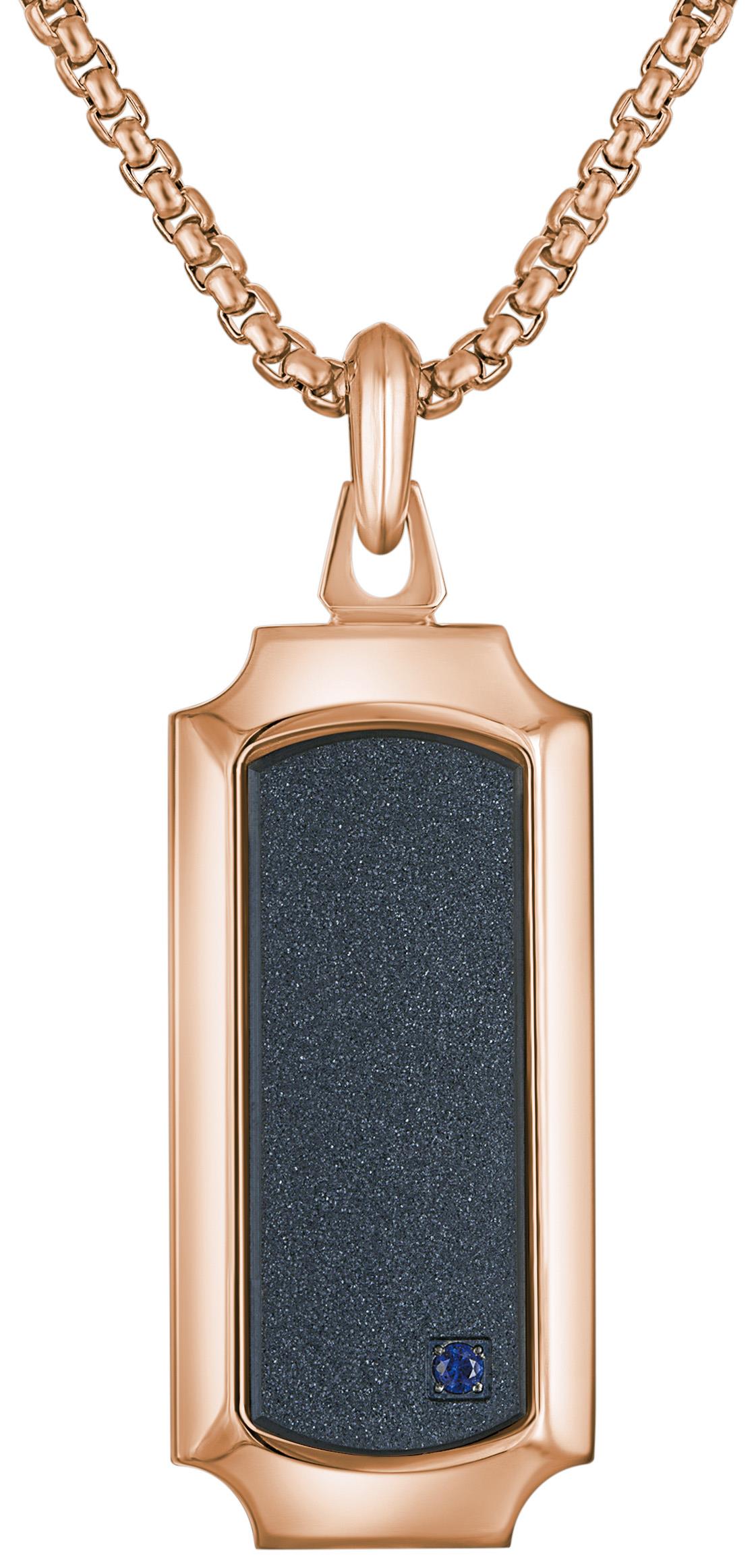 Icon Stainless Steel with Rose/Navy IP, Blue Sapphire 150 Years of Bulova Pendant, 24"-26"
