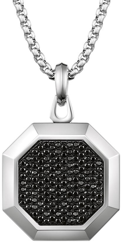 Icon Stainless Steel Black Spinel Octagon Pendant Necklace, 24" + 2"