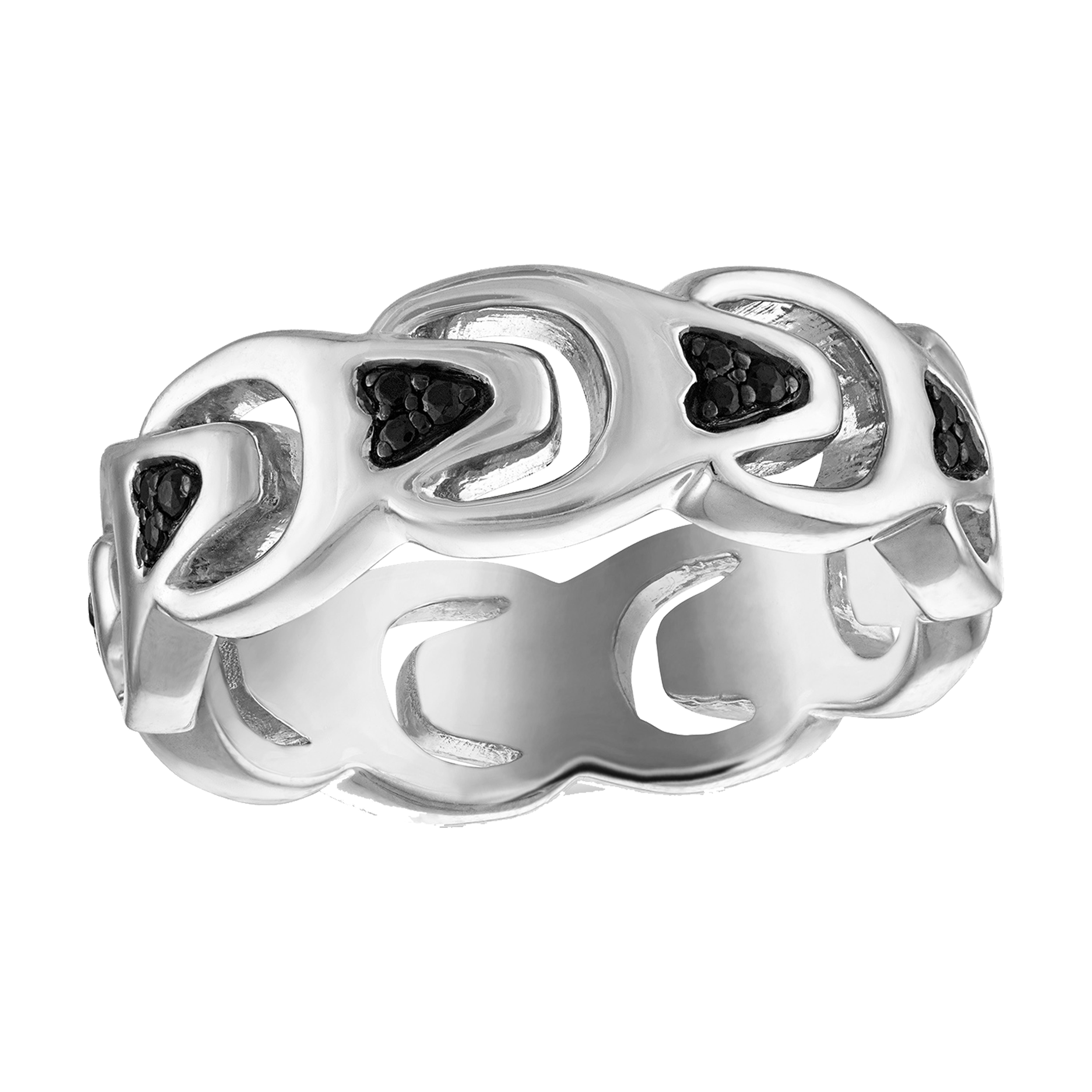 Marc Anthony's Bulova Link(tm) Sterling Silver/Black Diamonds Ring, 10