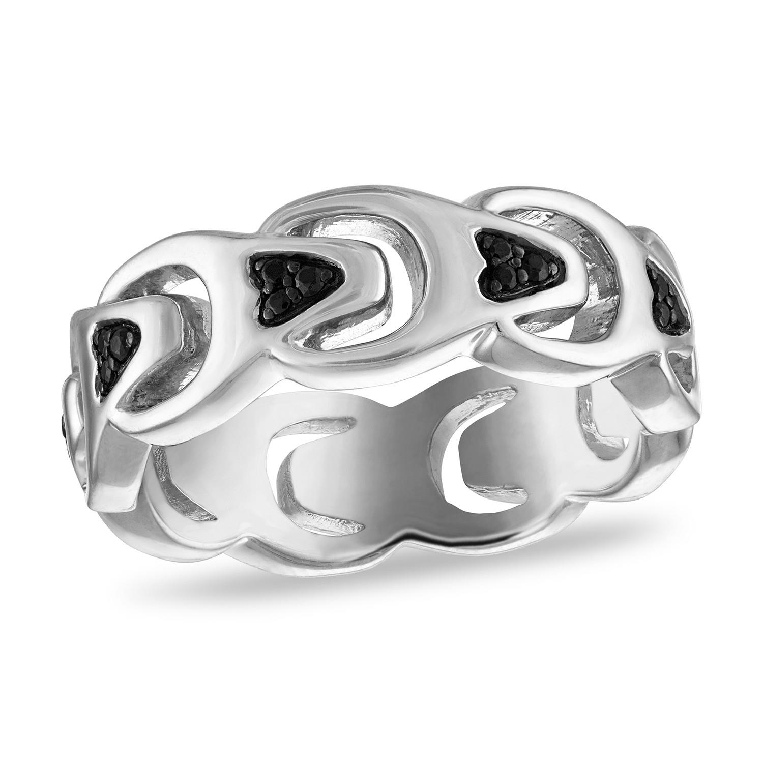Marc Anthony's Bulova Link(tm) Sterling Silver/Black Diamonds Ring, 11