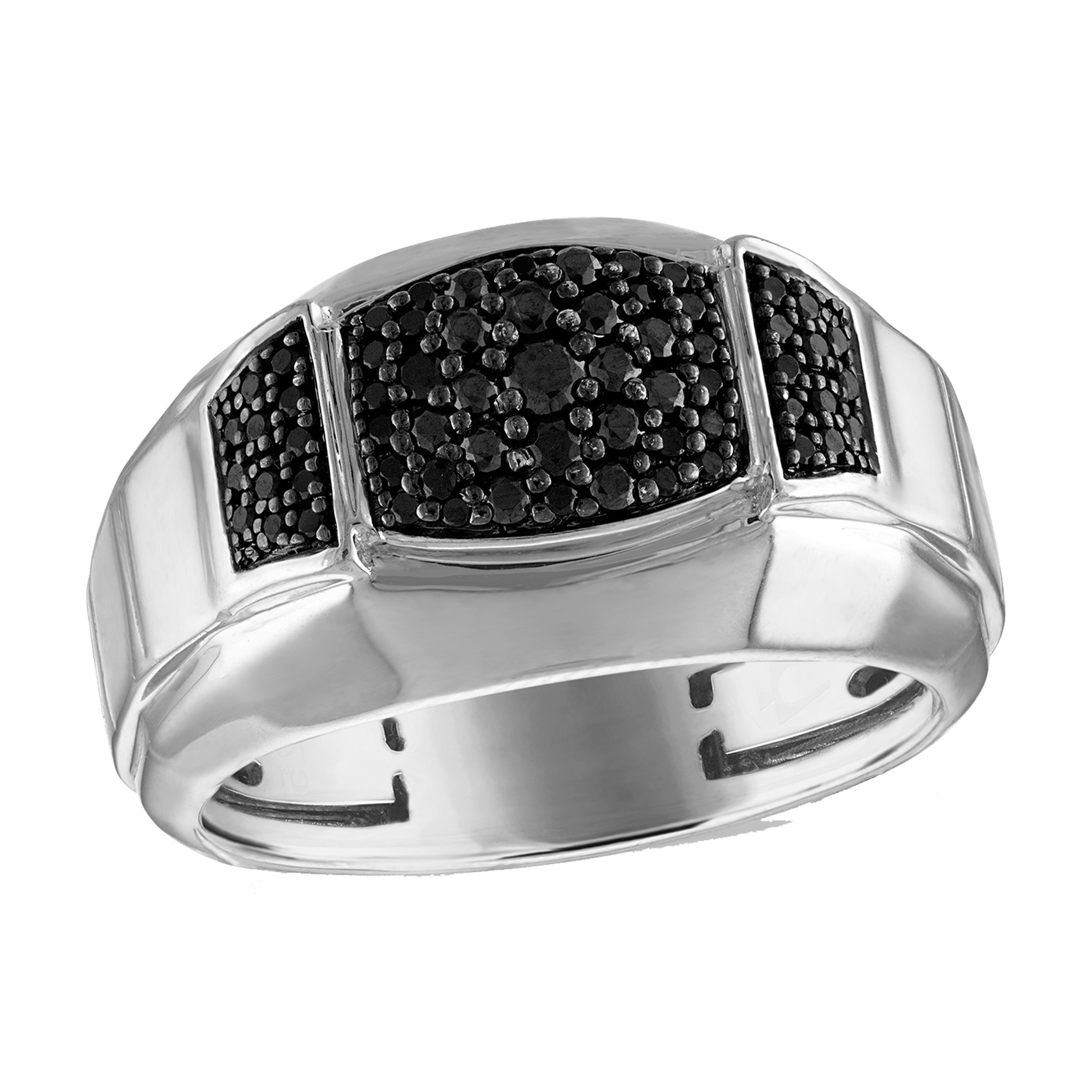 Marc Anthony's Black Diamonds Pave Barrel Sterling Silver Ring, 12