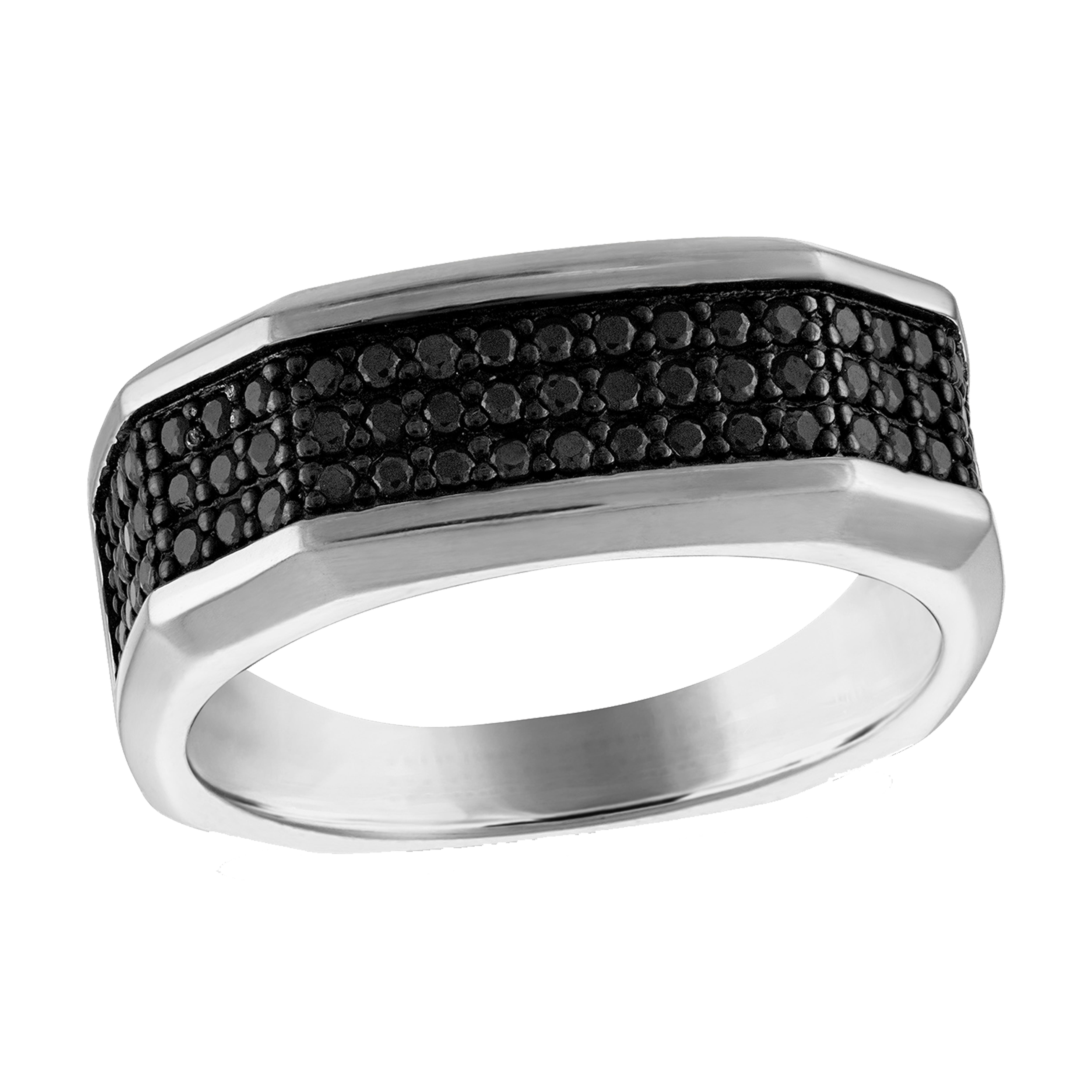 Marc Anthony's Black Diamonds Squared Sterling Silver Ring, 12