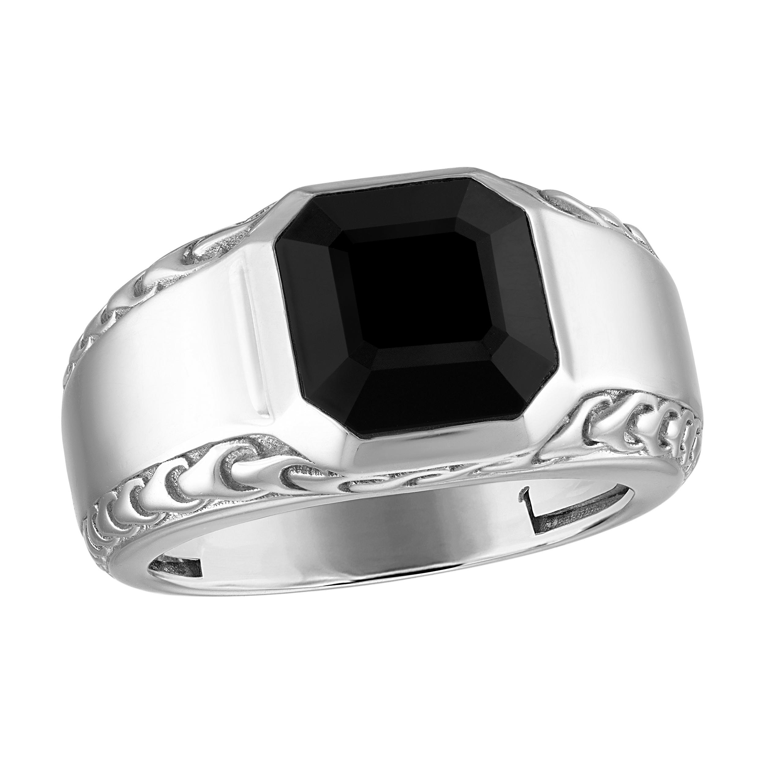 Icon Sterling silver black onyx ring, size 10