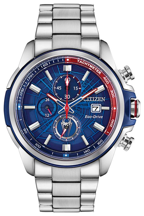 Spider-Man Eco-Drive Watch, Stainless Steel with Blue Dial