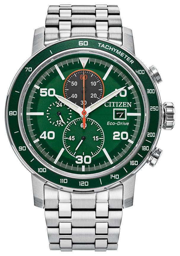 Men's Brycen Eco-Drive Stainless Steel Bracelet watch, Green dial