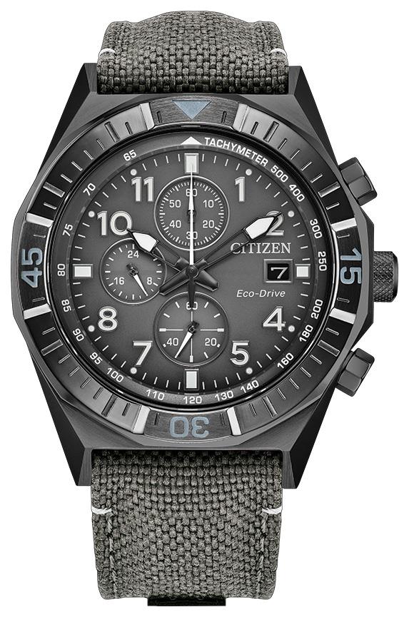 Men's Eco-Drive Sport Casual Nighthawk Nylon Strap watch, Gray dial