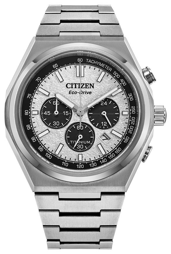 Men's Zenshin Eco-Drive Super Titanium Bracelet watch, Silver-White dial