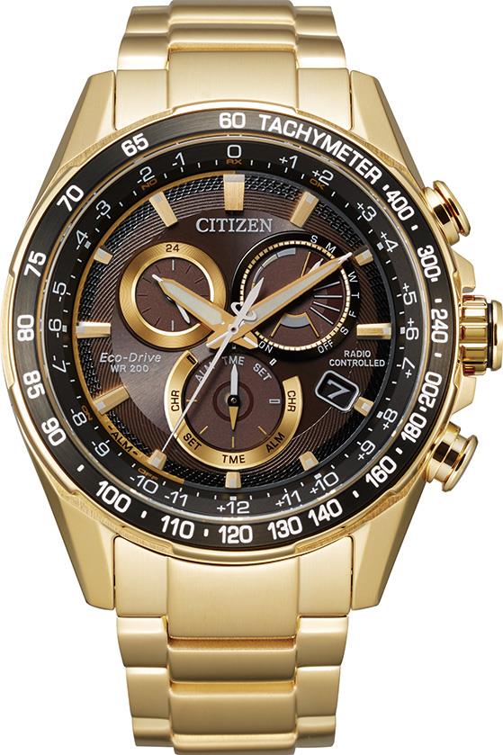 Men's PCAT Eco-Drive Stainless Steel Bracelet watch, Brown dial