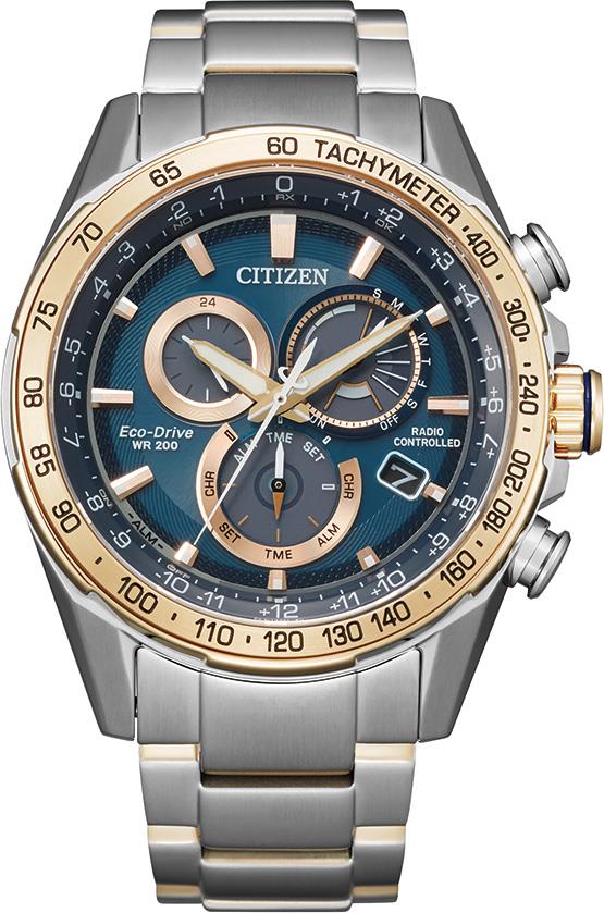 Men's PCAT Eco-Drive Stainless Steel Bracelet watch, Blue dial
